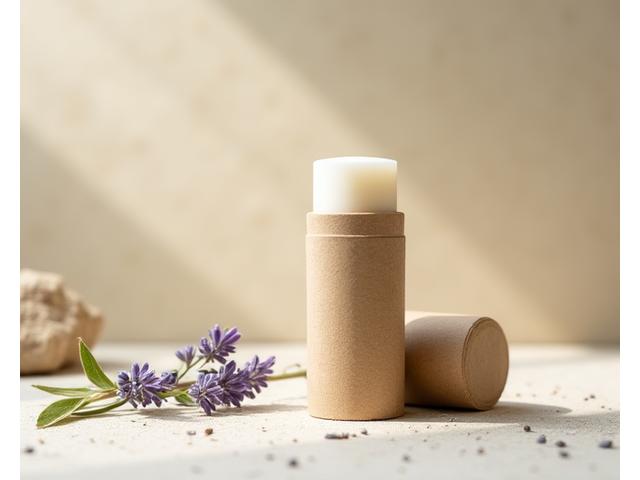 Eco-friendly natural deodorant stick in minimalist packaging