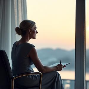 A person journaling or planning with a thoughtful expression, symbolizing purpose