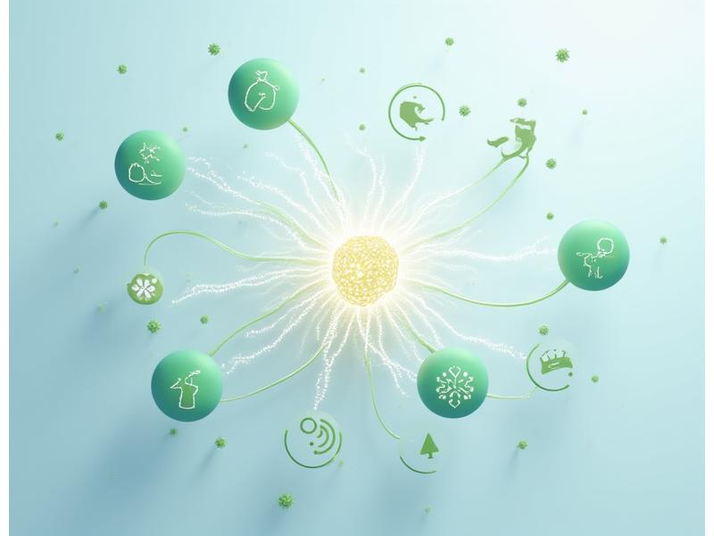 Illustration of a stylized brain with various data points flowing into it, then branching out into personalized wellness recommendations like 'sleep improved', 'stress reduced', 'nutrition optimized', using a clean, modern aesthetic with brand colors.