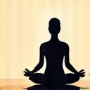 Icon representing a calm, meditating person, stress reduction.