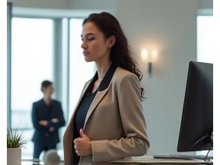 Person taking a mindful break at their desk, illustrating midday stress relief