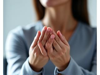 Person subtly stretching at their office desk, demonstrating desk-friendly stress relief